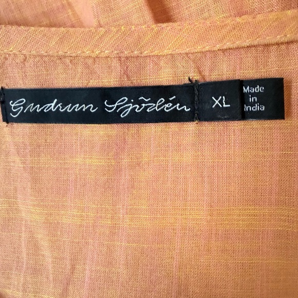 Gudrun Sjoden 100% Cotton Embroidered Short Sleeve Dress with Pockets Orange XL - Picture 5 of 7
